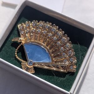 Swarovski Gold and Silver Fan Brooch